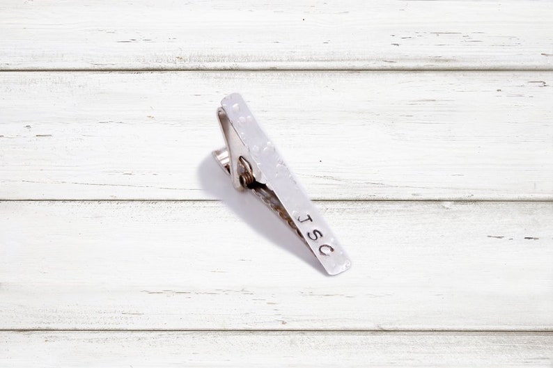 Sterling Silver Tie Bar Personalized Tie Clip Custom Initials Necktie Accessories Groomsmen Gifts Gifts for Men Under 25
