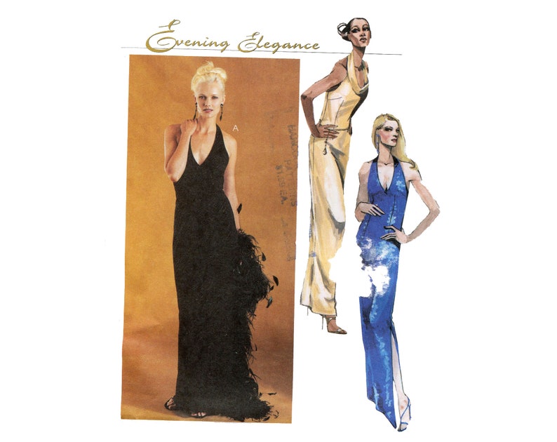 Evening Halter Dress Pattern Cowl Neck Roll Collar Sheath Etsy