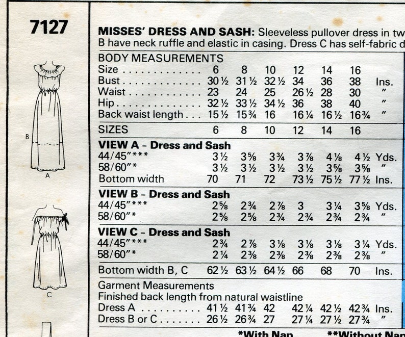 Easy Sundress Pattern Off Shoulder Loose Fitting Summer Sun Dress Elastic Waist Ruffles McCalls 7127 Bust 30 Ex SM Vintage Sewing Pattern