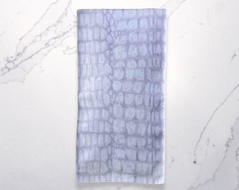 White Alligator Tea Towel | Kitchen Towel | Hand-made Hostess Gift | Hand-painted Design | Housewarming Gift | Designed in New Orleans