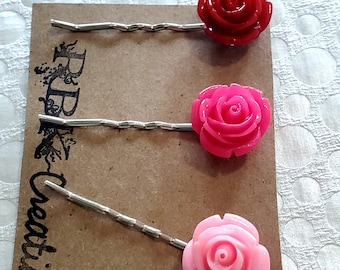 Coming up Roses Flower Bobby Pins