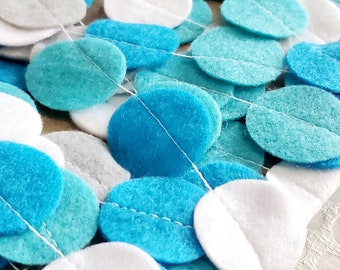 Shades of Blue Felt Garland - 12 feet