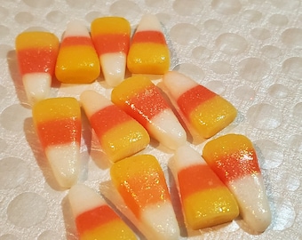 Flat Candy Corn Cabochons - Decorative Filler - 12 Piece