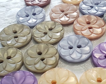 33 Flower Pastel Buttons - 2 Hole Buttons