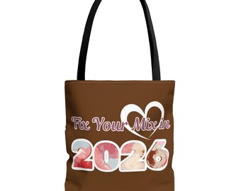 Torba na zakupy Fix Your Mix z kolekcji 2026 | Brązowe cyfry w kwiaty, grafika w kształcie serca