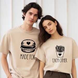 Made For Each Others T-shirts, Matching Couple Shirts, Burger T-shirt, Foodie Couple T-shirts, Novelty Couple Tees, Anniversary