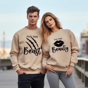 Disney Couple Sweatshirt, Beauty and the Beast Shirt, Part Time Beast, The Beast Shirt, T Shirt Wedding Party, Engagement Shirts for Couples