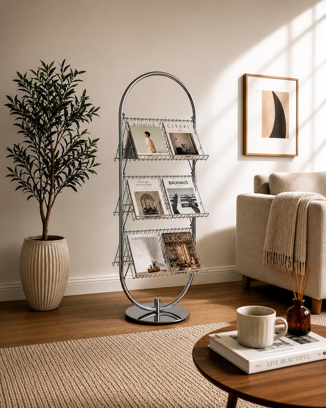 Mid Century Modern Magazine Rack – Luxury Metal Magazine Holder