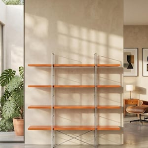 Orange Vintage Enetri Bokhylla | Retro Skandinavisk Trähylla