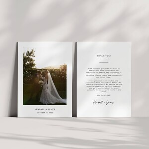 Hochzeit Dankeskarte mit Foto 13x18 Vorlage | Vorderseite & Rückseite | bearbeitbarer digitaler Download