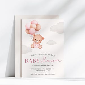 bear baby shower 5x7 invitation template | editable digital download