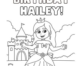 Páginas para colorear de cumpleaños de princesas personalizadas