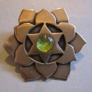 Heart Chakra Pendant in Sterling Silver or Bronze with Peridot