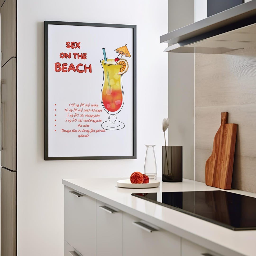 printable kitchen prints wall art, set of 6, hand... Cocktail Poster With Recipe - Printable Bar Decor - Digital Download ...