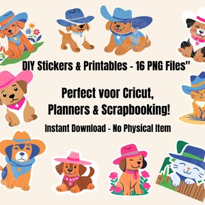 Cowboy Dog en Cat Clipart Pack – Digital Stickers for Scrapbooking, DIY Crafts  Cricut | Cute Western Pet Graphics for Planners & Printables