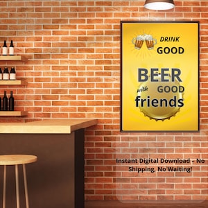 Bier poster voor mannen - Printbare bar decor - Cadeau voor bierliefhebbers - Mancave muurkunst - Herenkamer decor - Digitale download bier
