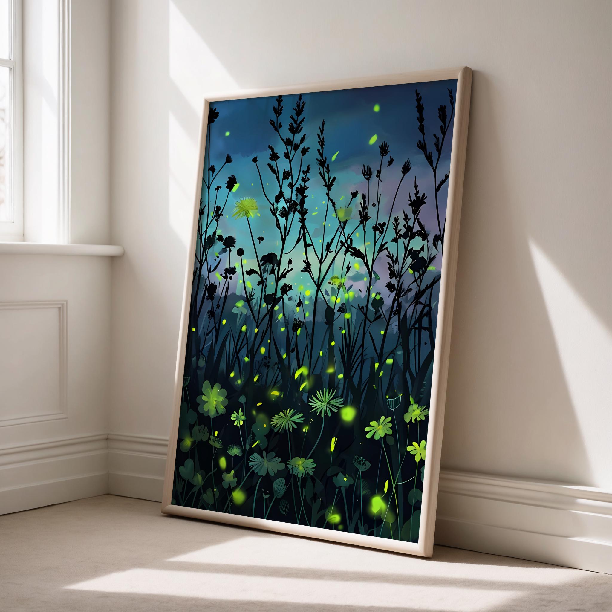 Firefly Insect Posters Fireflies Art Print | Serene Lighting Bugs Poster |whimsical Wall Art ...