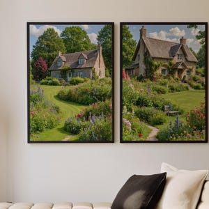 Cottagecore posters - English Cottage garden | Rustic Wall Decor | Country House Art Print Set ,english country cottage
