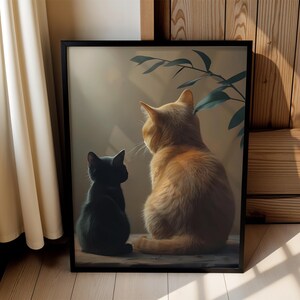 Arte murale con gatti stravaganti - Poster Dreamy Serenity, Decorazione murale con gatti accoglienti, Arte murale con gattini, Arte murale con animali domestici stravaganti per gli amanti dei gatti