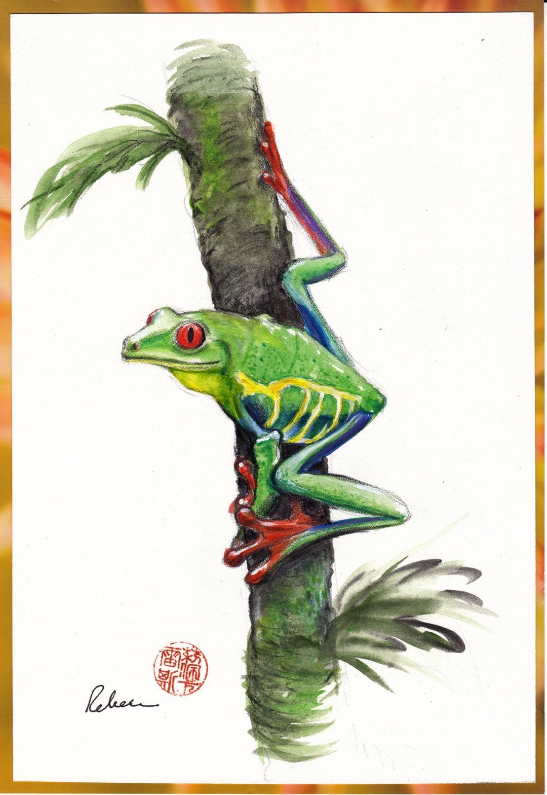 Red eyed Tree Frog Original Watercolor Painting Of A Red eyed Tree red-eyed-tree-frog-original-watercolor-painting-of-a-red-eyed-tree