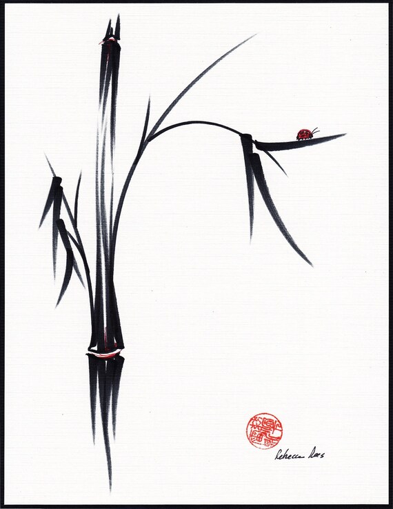 Gentle Soul Original sumie ink brush pen Ladybug & Bamboo Etsy