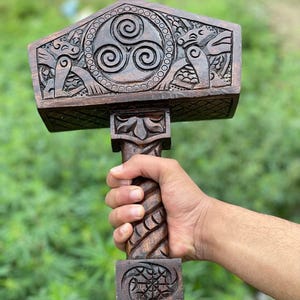 Custom Viking Hammer, Viking Wooden Hammer, Medieval Norse Battle Hammer, Norse Mythology Hammer, Birthday, Christmas & Yule Gift