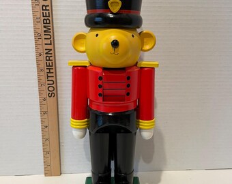 Vintage Erzgebirgische Volkskunst German Nutcracker - FAO Schwarz Teddy Bear