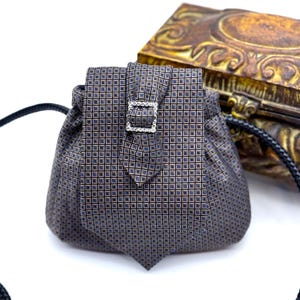 Boho Brown Crossbody Bag: Upcycled Tie Fabric, Adjustable Strap
