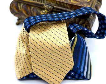 Small GOLD & BLUE Handbag made from Vintage Ties for iPhone Carrying Fun