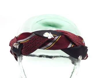 Three-Tie Silk Braided Headband - Red, Black and Yellow | Adjustable Elastic Closure