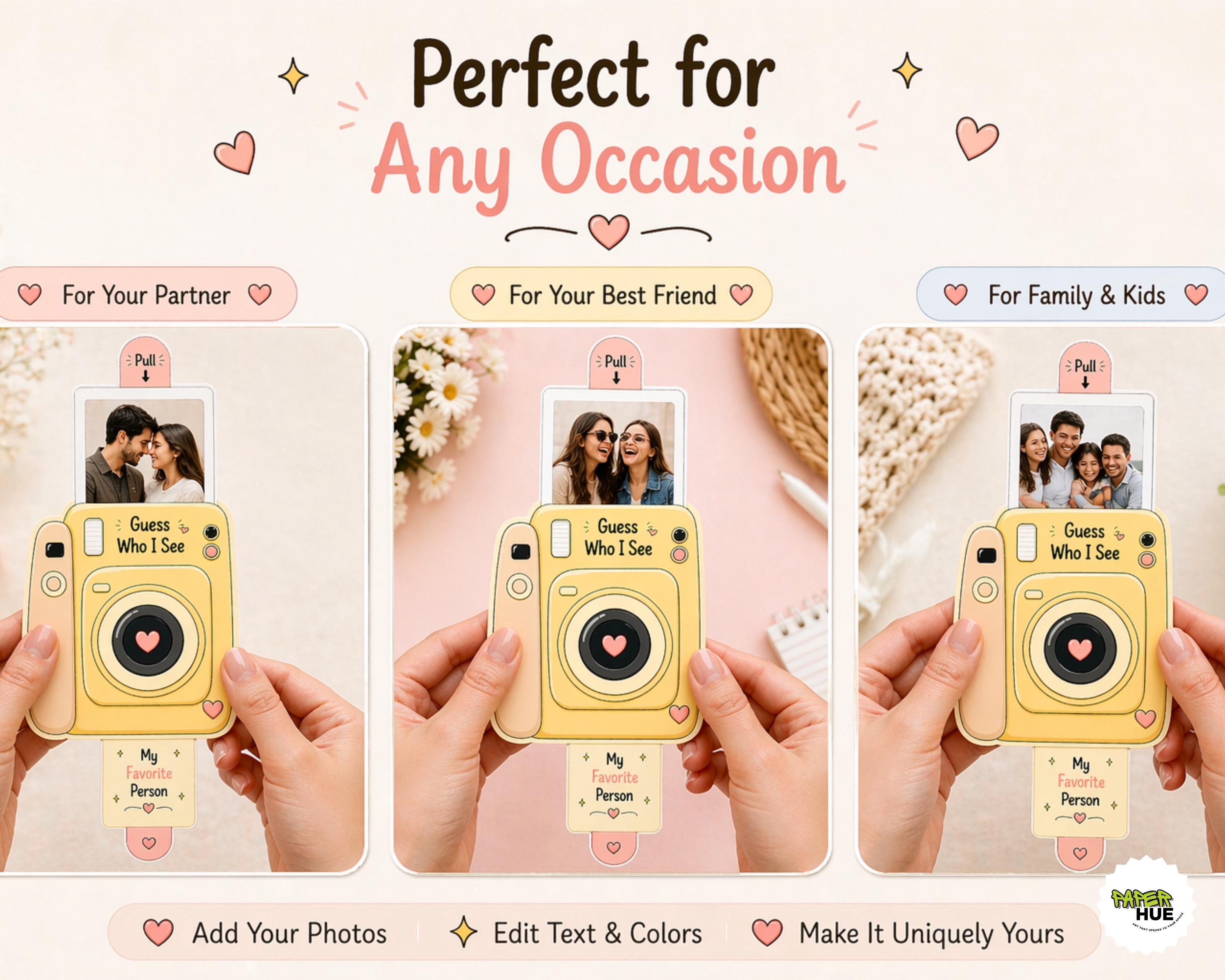 Camera Pull Out Photo Card Template | Personalized Gift Canva ...