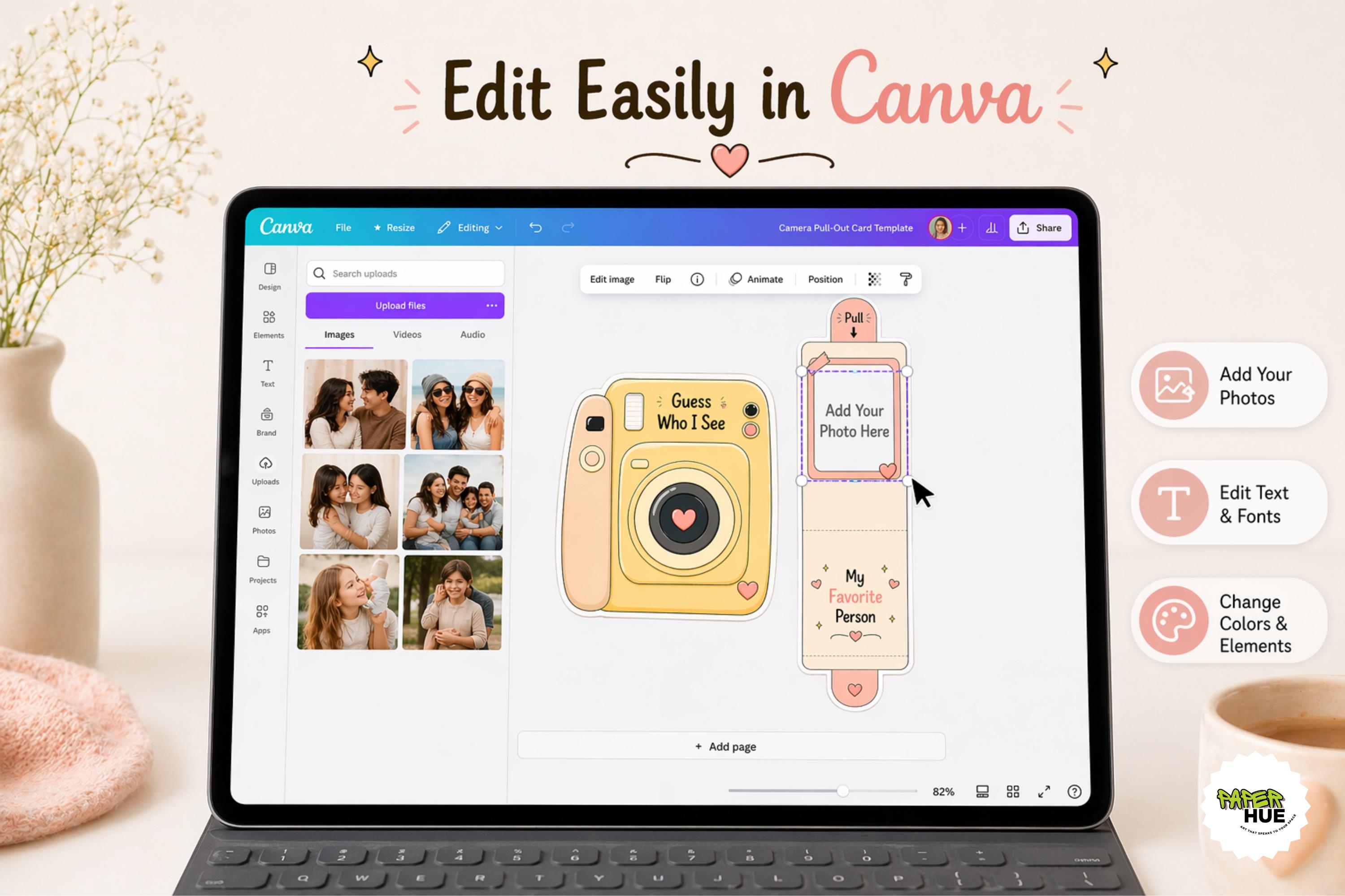Camera Pull Out Photo Card Template | Personalized Gift Canva ...