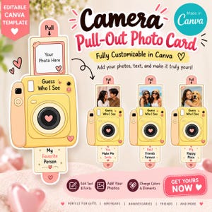 Camera Pull Out Photo Card Template | Personalized Gift Canva | Friendship Gift | Romantic Gift | Easy DIY Craft | Digital Download
