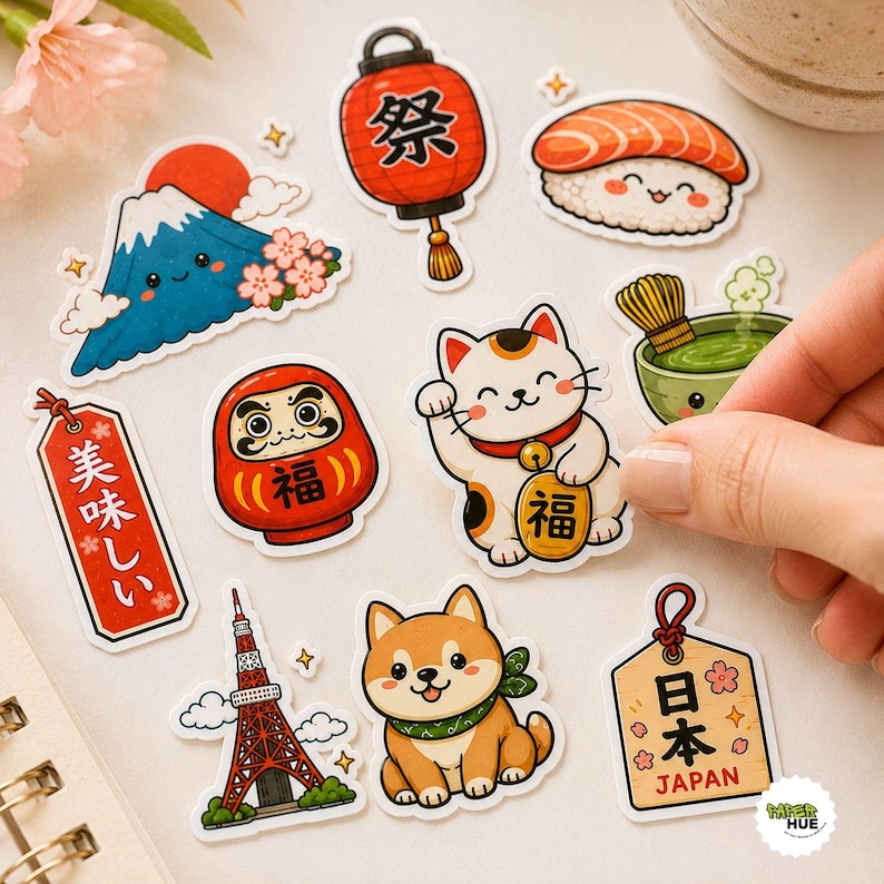 Japan Clipart PNG Bundle, Kawaii Japanese Stickers, Sushi Ramen Sakura ...