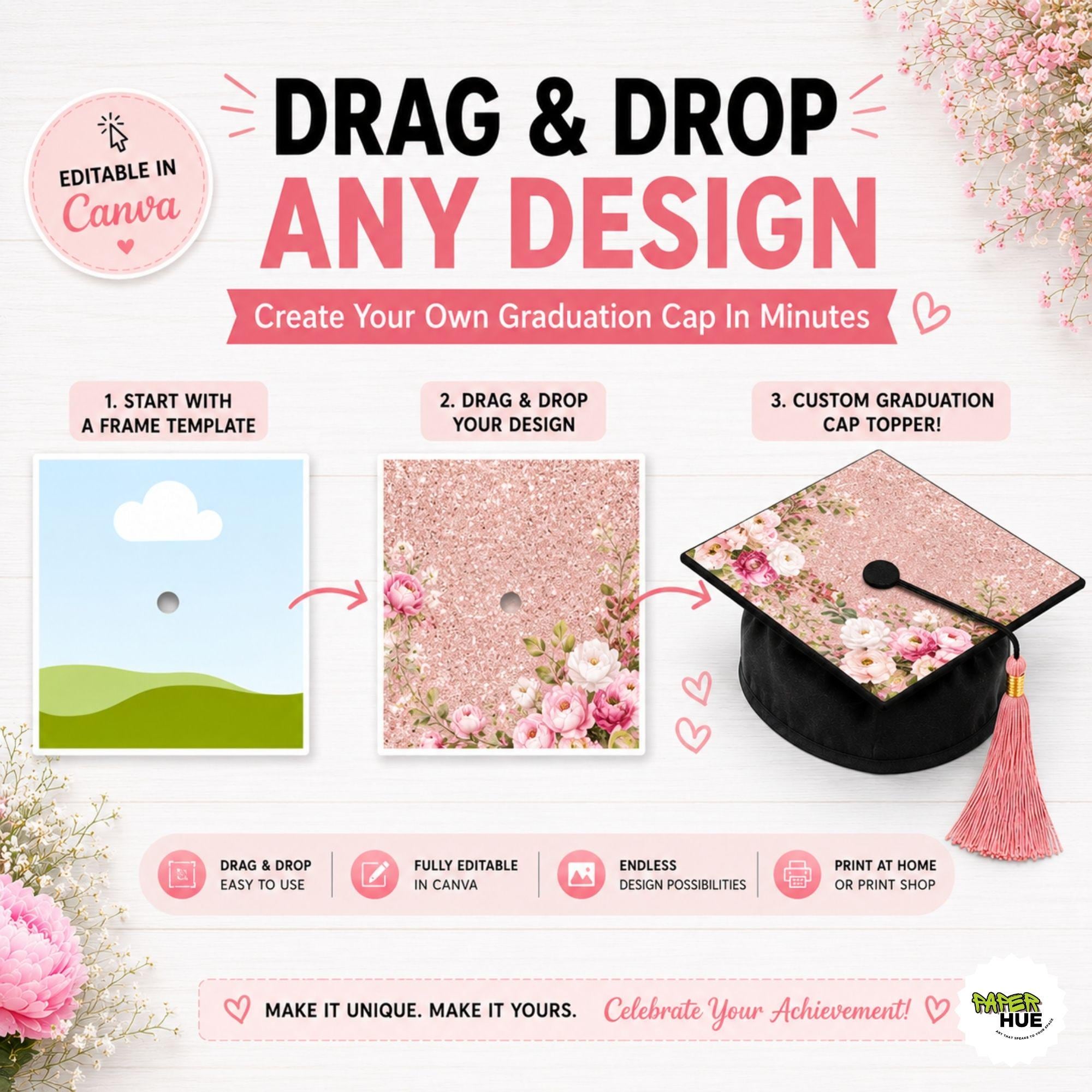 Senrior Cap Vector Graduation Cap Template 2026, Canva Editable Grad Cap Topper, Class of ...