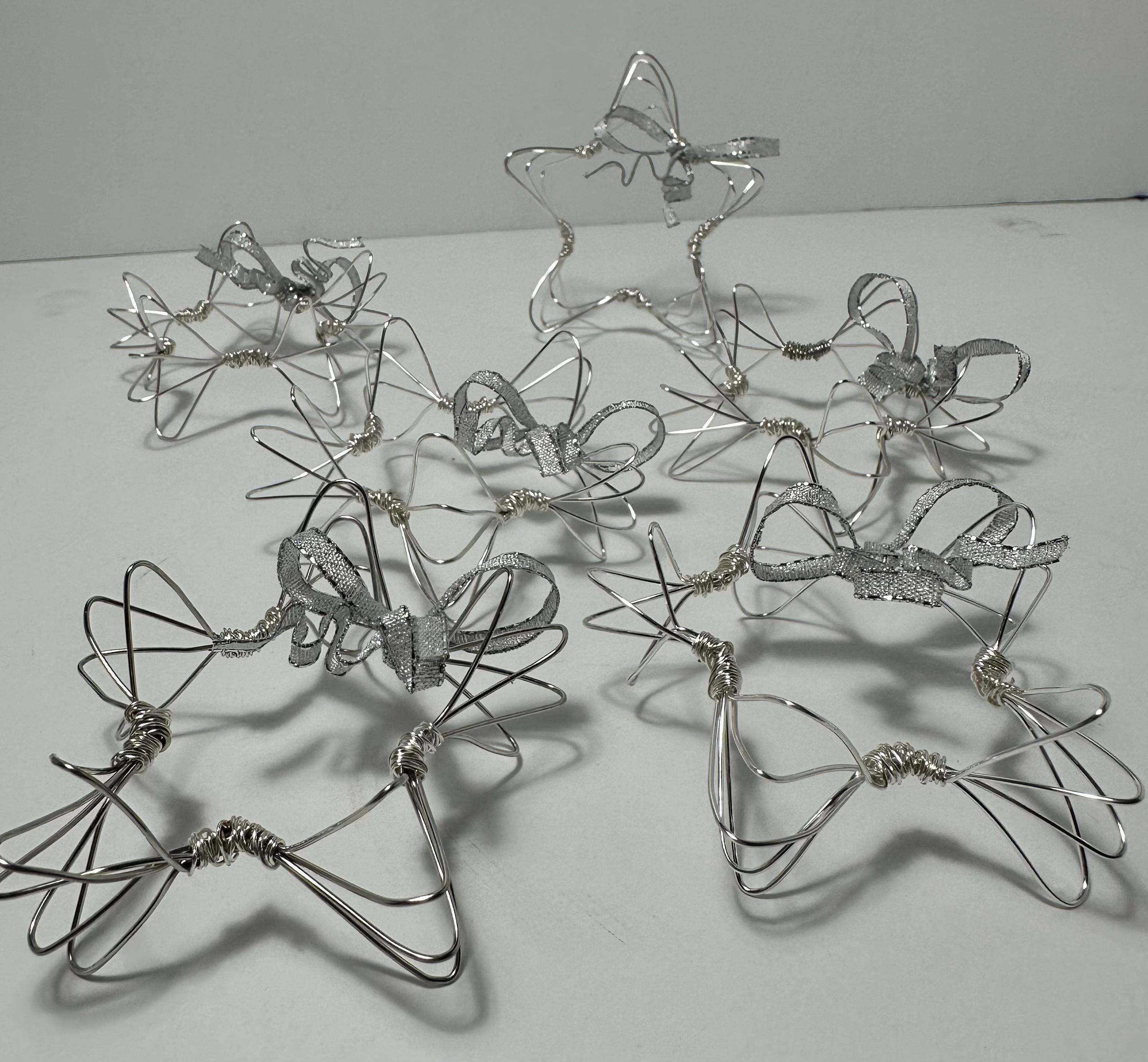 SILVER -copper Wire Star Ornaments - Set of 6 - Etsy