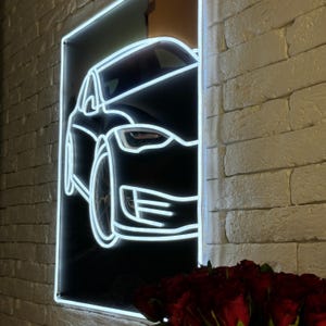 Letrero de neón para coche: luz LED vintage personalizada para dormitorio, salón, bar, gimnasio, garaje y aparcamiento. Luz de neón LED retro para coche, arte de neón para cuevas de hombres.