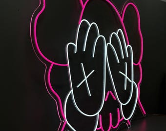 Kaws Neon LED Wall Art Sign - Etsy