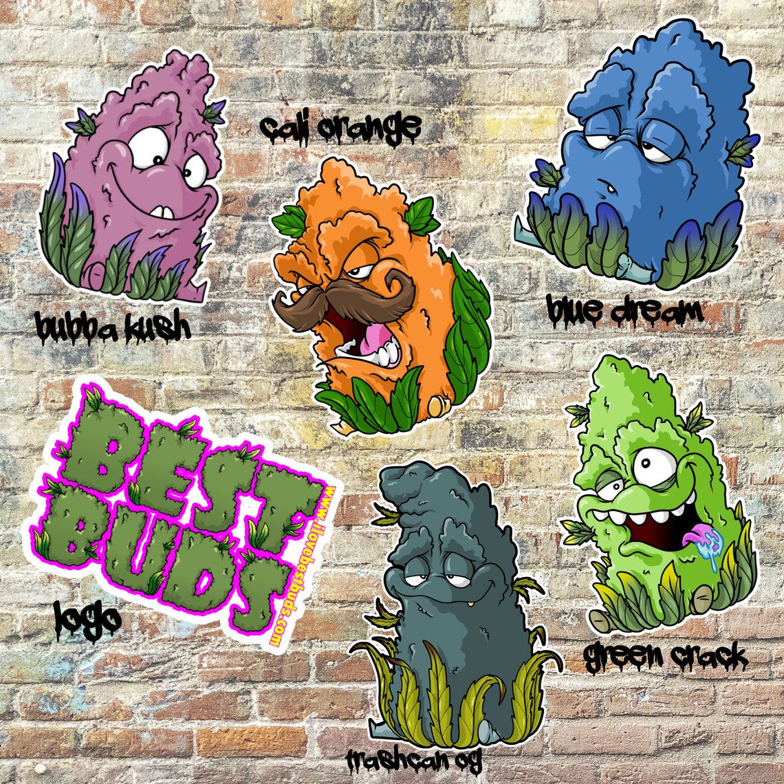 Weed Sticker Packs / Cannabis Stickers 6 BEST BUD Stickers Etsy