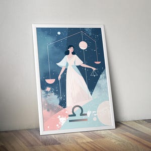 Harmonie de la Balance | Poster spirituel imprimable | Affiche de la Balance | Cadeau du zodiaque | Affiche du zodiaque | Art du zodiaque | Art spirituel | Oeuvre d&#39;art spirituelle