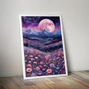 Blossom Fields | Printable Spiritual Poster | Moon Poster | Mystic Art | Cosmic Art | Spiritual Wall Art | Spiritual Artwork | Cosmic Gift