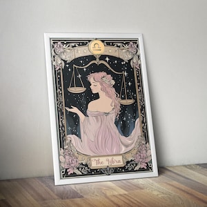 Tarot Balance | Poster spirituel imprimable | Affiche de la Balance | Cadeau du zodiaque | Affiche du zodiaque | Art du zodiaque | Art spirituel | Oeuvre d&#39;art spirituelle
