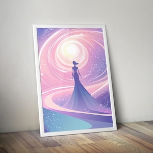 Galaxy Poster | Printable Spiritual Poster | Cosmic Poster | Mystic Art | Goddess Art | Spiritual Wall Art | Spiritual Artwork | Woman Gift