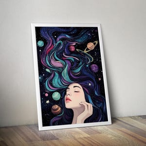 Cosmic Girl | Printable Spiritual Poster | Cosmic Poster | Mystic Art | Meditation Print | Spiritual Wall Art | Spiritual Artwork