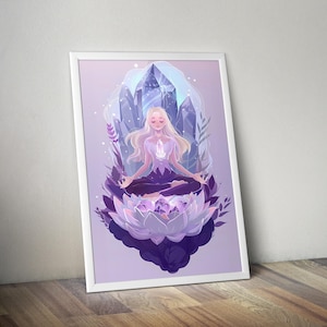 Lotus Gelassenheit | Spirituelles Poster zum Ausdrucken | Meditation Poster | Mystische Kunst | Lotus Kunst | Kosmische Kunst | Spirituelles Kunstwerk | Spirituelles Poster