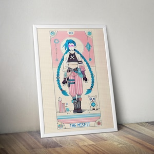 Affiche de tarot Jinx | affiche des arcanes | affiche de tarot | League of Legends affiche | Impression Jinx | Oeuvres d'art du jeu | affiche du jeu | Impression de jeu vidéo