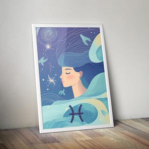 Dreams of Pisces | Printable Spiritual Poster | Pisces Poster | Zodiac Gift | Zodiac Poster | Zodiac Art | Spiritual Art | Spiritual Artwork