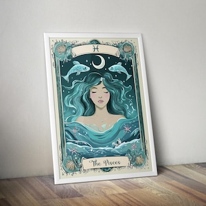 Pisces Tarot | Printable Spiritual Poster | Pisces Poster | Zodiac Gift | Zodiac Poster | Zodiac Art | Spiritual Art | Spiritual Artwork
