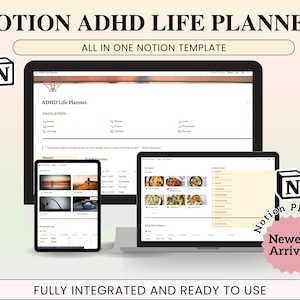 ADHD Notion Life Planner Template, ADHD Planner Notion Dashboard, Digital adhd Life Organizer, All in one Life Notion Planner Template