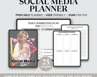Social Media Planner with PLR, PLR Digital Product, Resell Planner, Content Planner, Marketing Planner, Small Business MRR, Instant Download